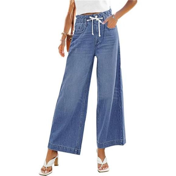 Wide Leg Jeans for Women Stretch High Waisted Elastic Waist Bell